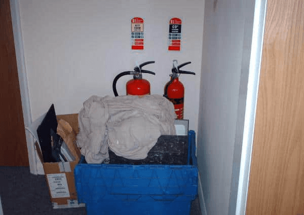 Fire protection equipment obstructed by goods